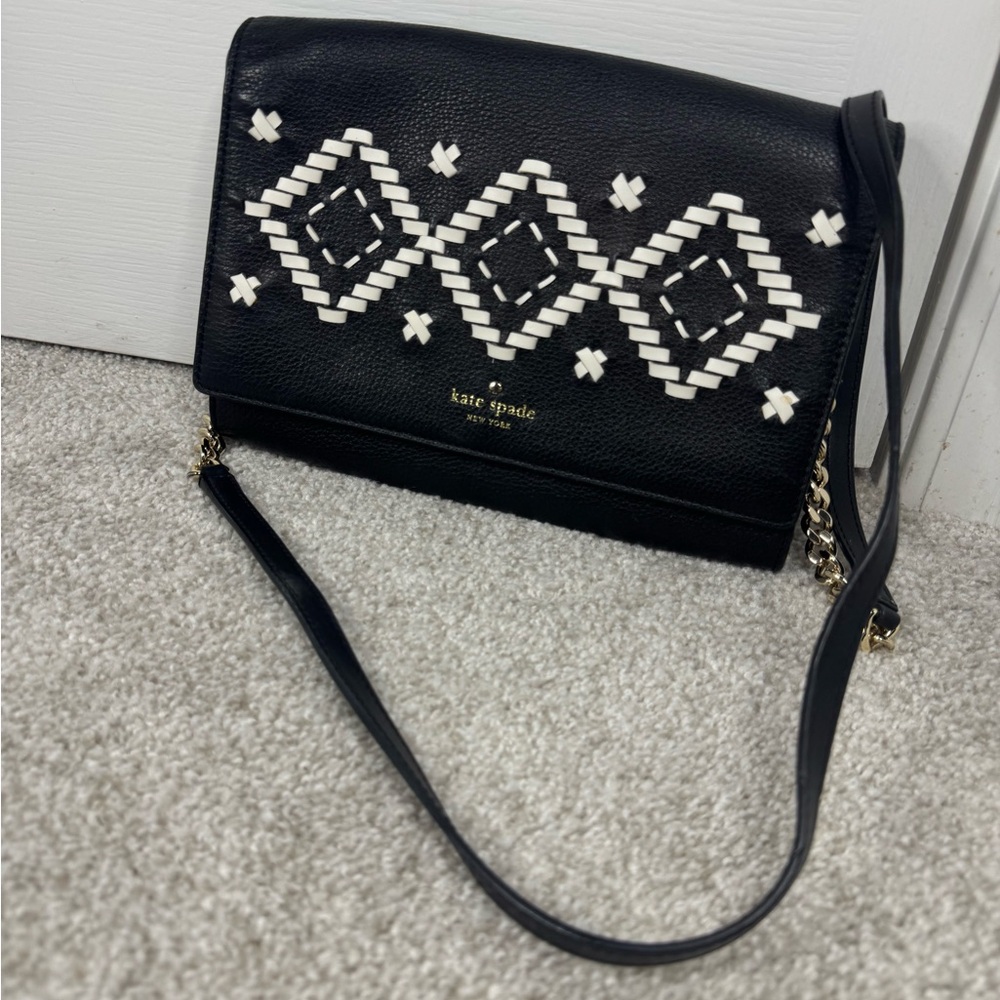 Kate Spade Black and White Geometric Crossbody Bag